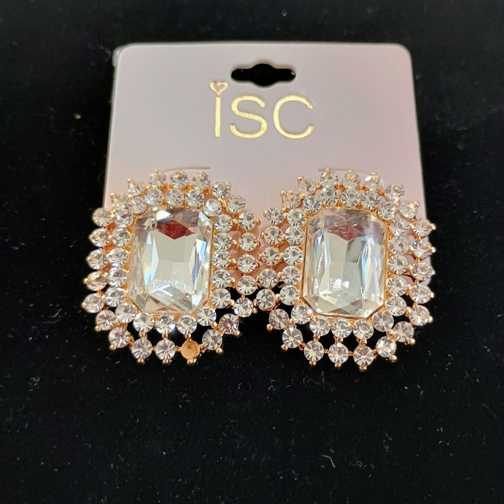 Gold Tone Crystal Earrings